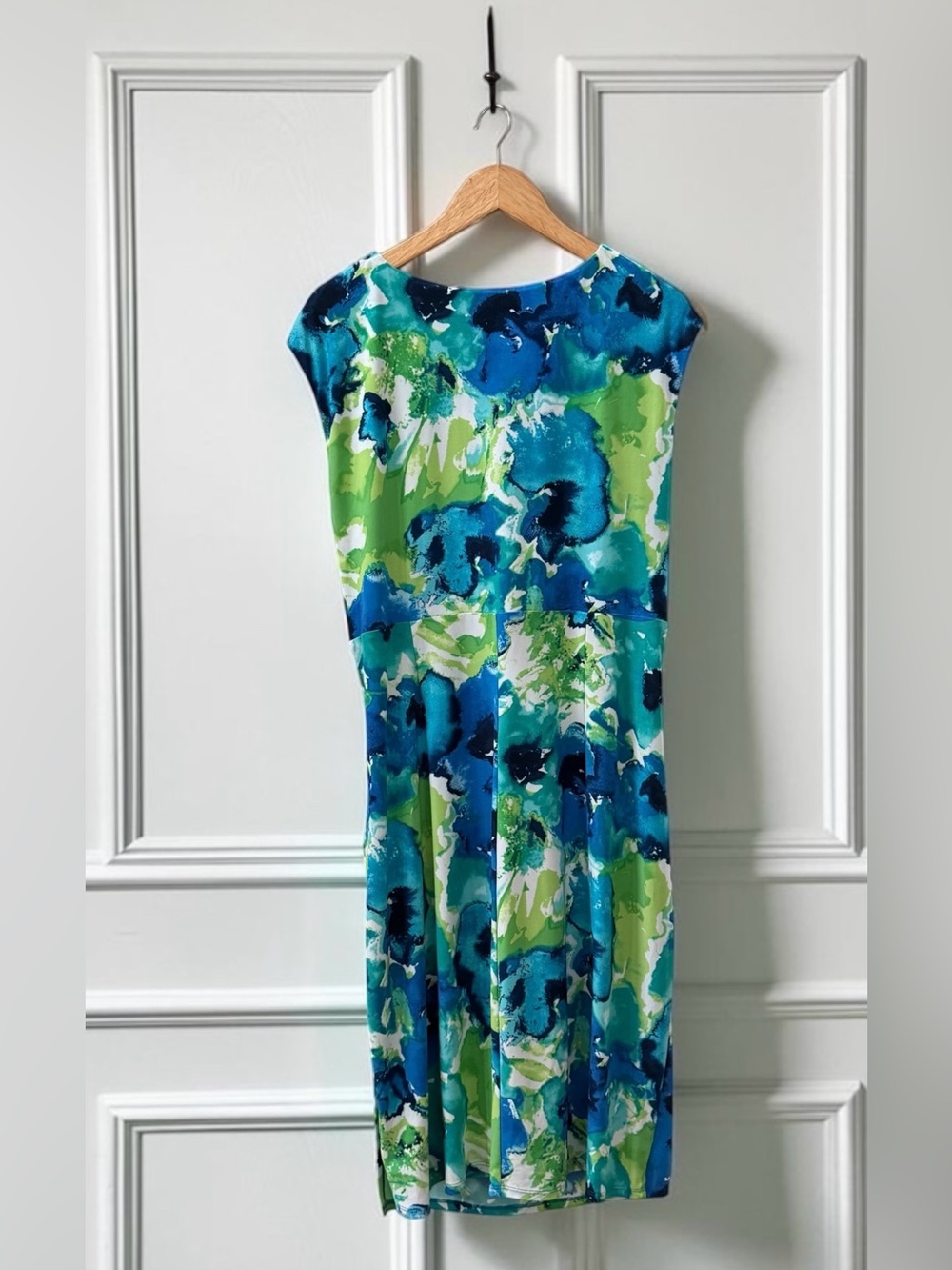 NWT Lauren by Ralph Lauren Blue & Green Floral V-Neck Sleeveless Dress! 16W NEW! - Picture 2 of 10
